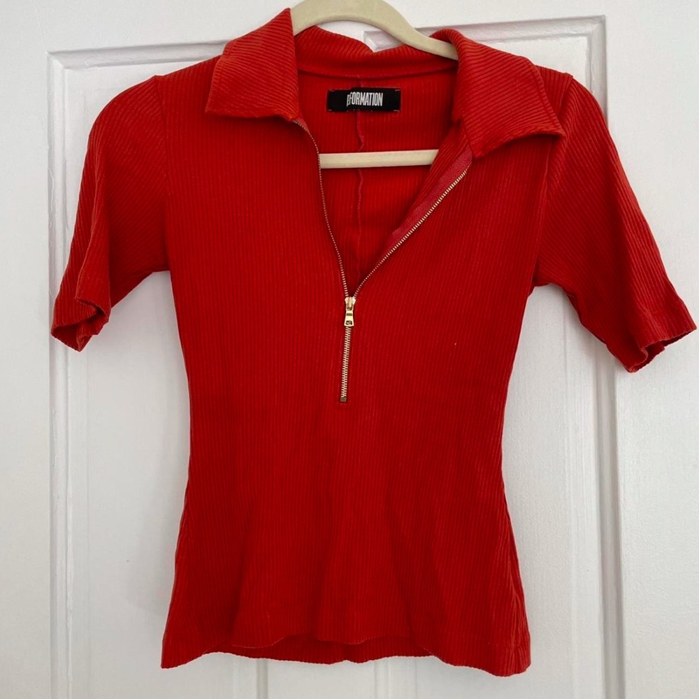 Reformation Quarter Zip Retro Top